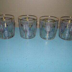Mark & Graham Tennis Double Old Fashioned Glasses, Set of 4 "R" Monogrammed